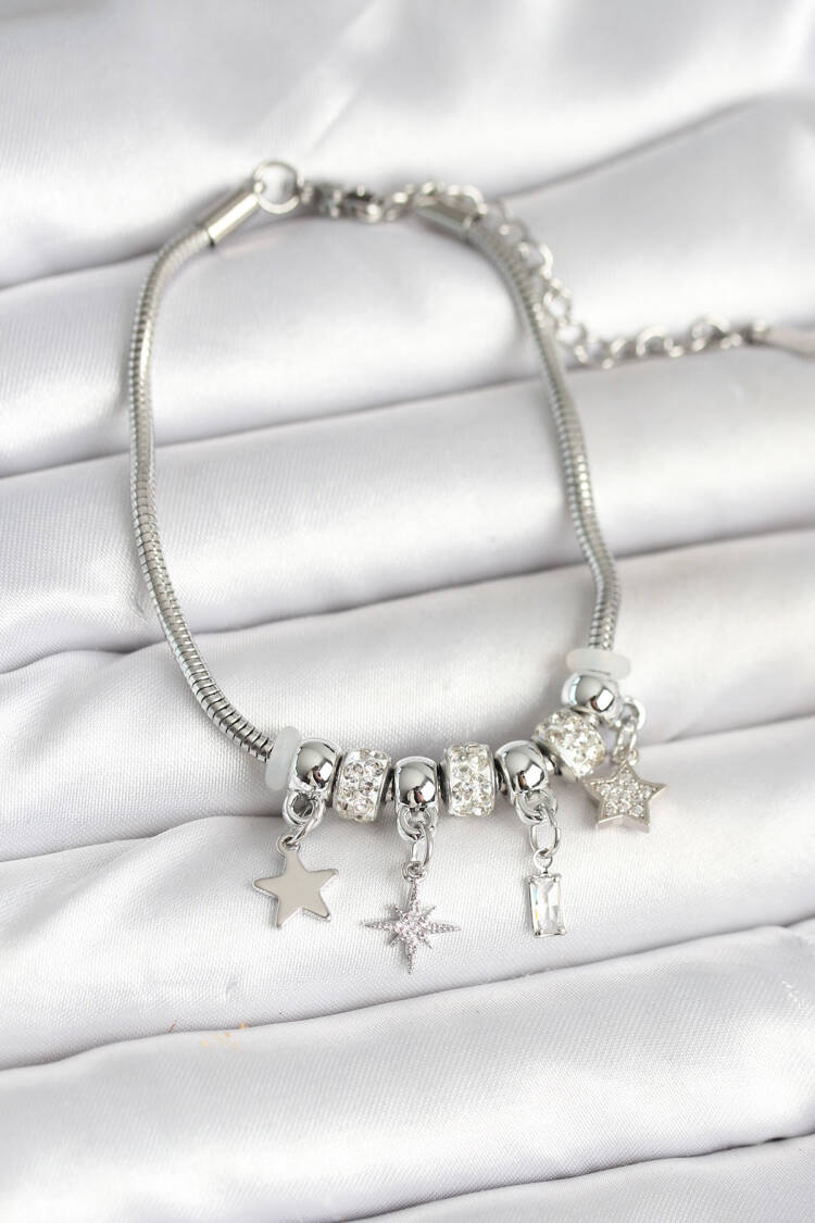 Brass Silver Color Pole Star Charm Women's Bracelet - Brand: Ebijuteri - Women & Kids, Baby Clothes Wholesale - Globality Store