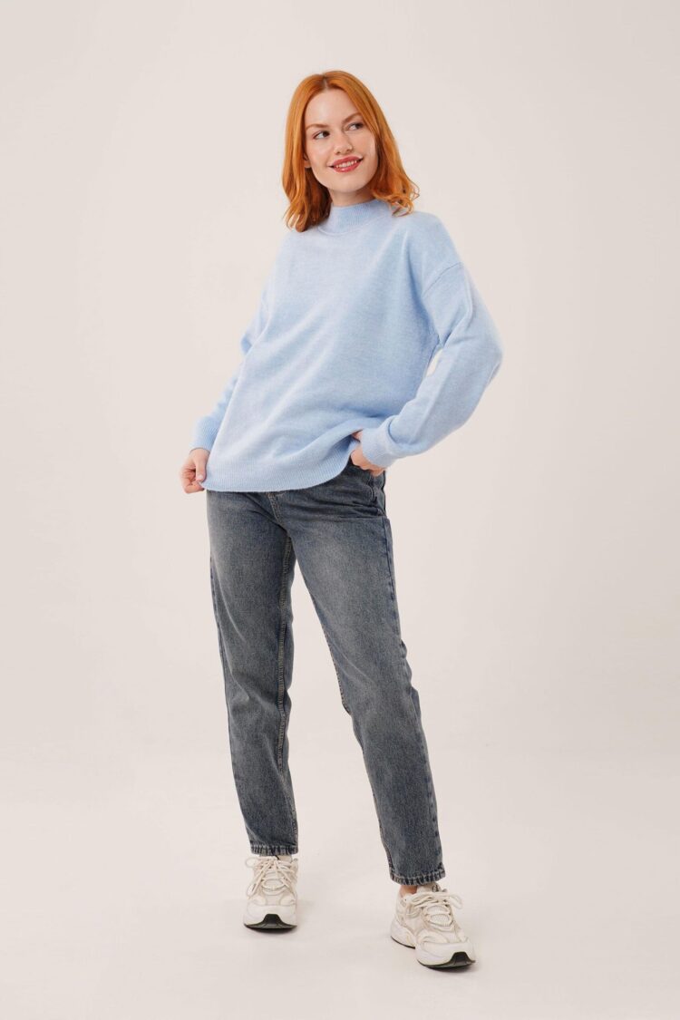 Sweater With High Neck And Long Sleeves