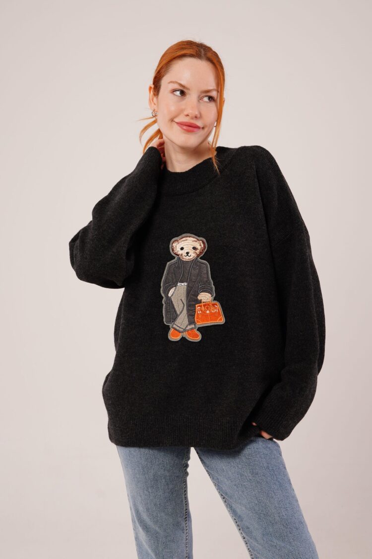 Oversized Fit Sweater With Round Neck - Brand: Lustrin - Women & Kids, Baby Clothes Wholesale - Globality Store