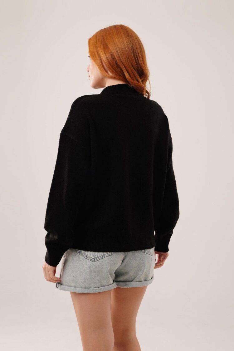 Casual Sweater With High Neck And Oversized Fit