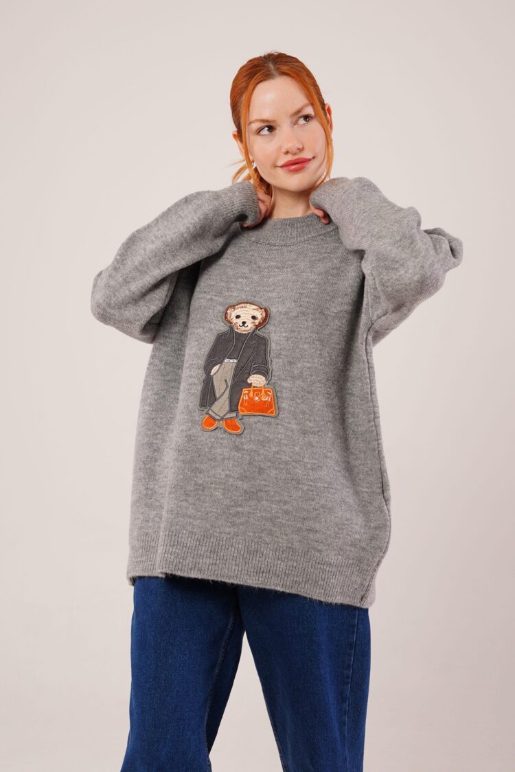 Oversized Fit Sweater With Crew Neck - Brand: Lustrin - Women & Kids, Baby Clothes Wholesale - Globality Store