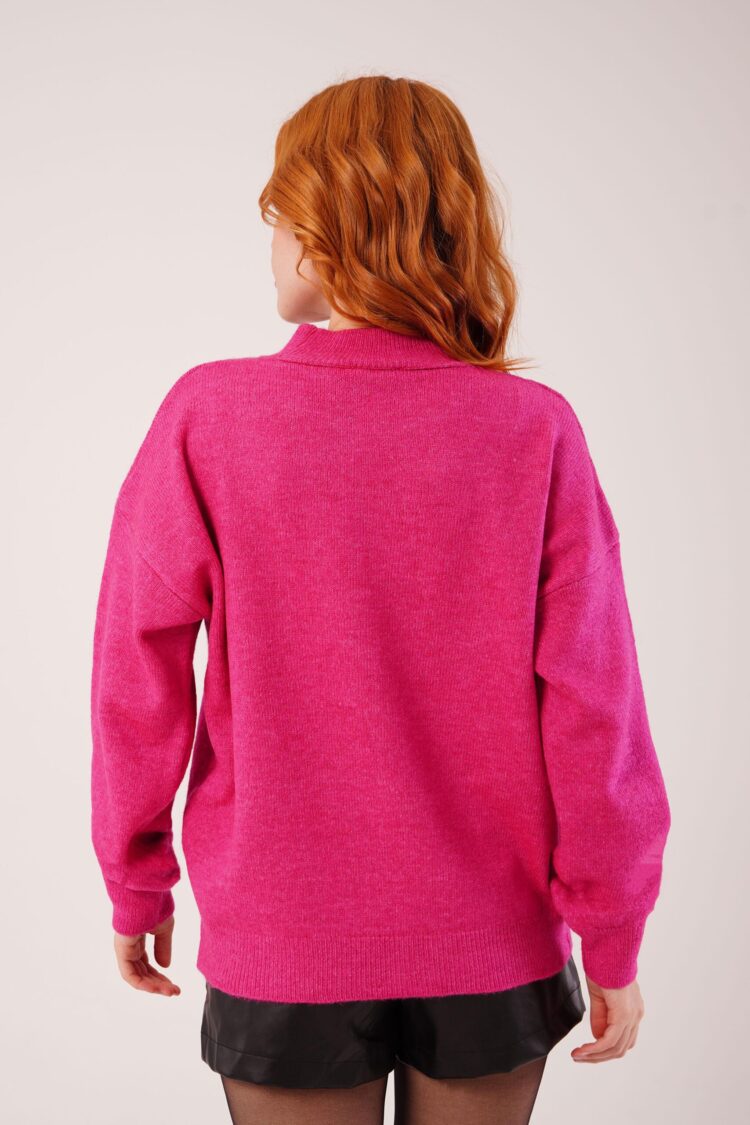Sweater With Polo Neck And Oversized Fit