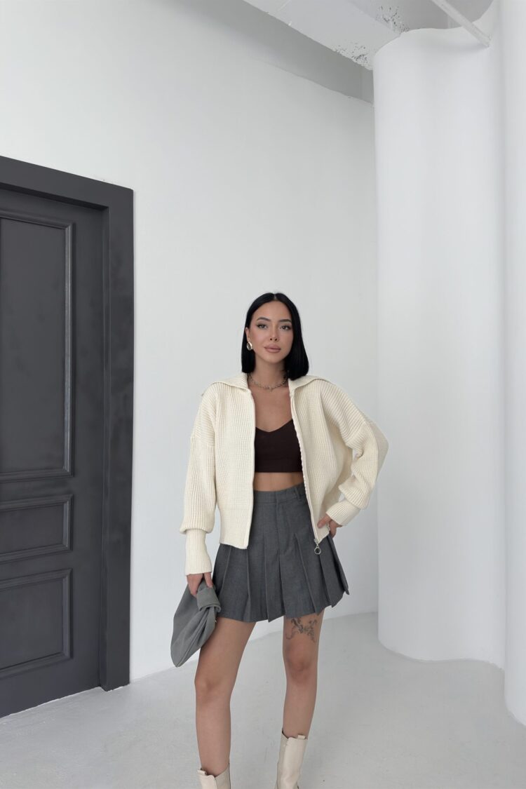 Beige Sweater With Hooded Neck And Oversized Fit - Brand: My Fashion - Women & Kids, Baby Clothes Wholesale - Globality Store