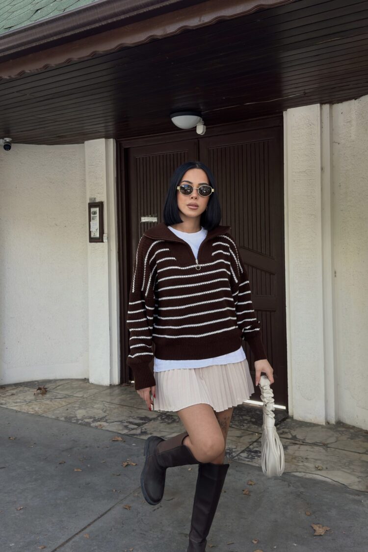 Striped Oversized Polo Neck Sweater - Brand: My Fashion - Women & Kids, Baby Clothes Wholesale - Globality Store
