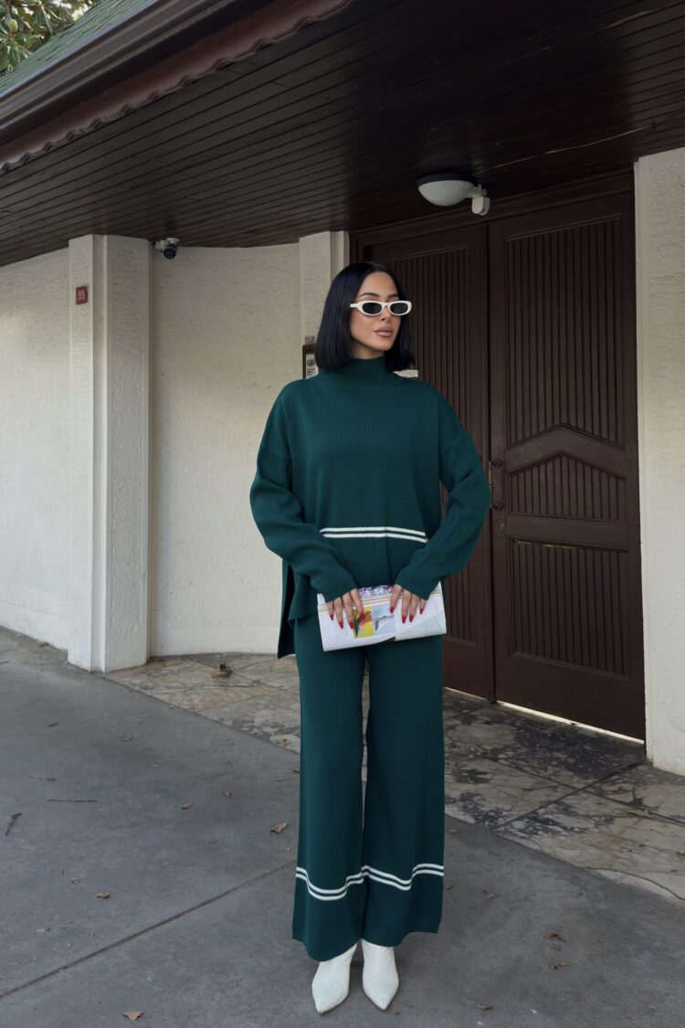 Green Casual Elegant Suit With Palazzo Pants