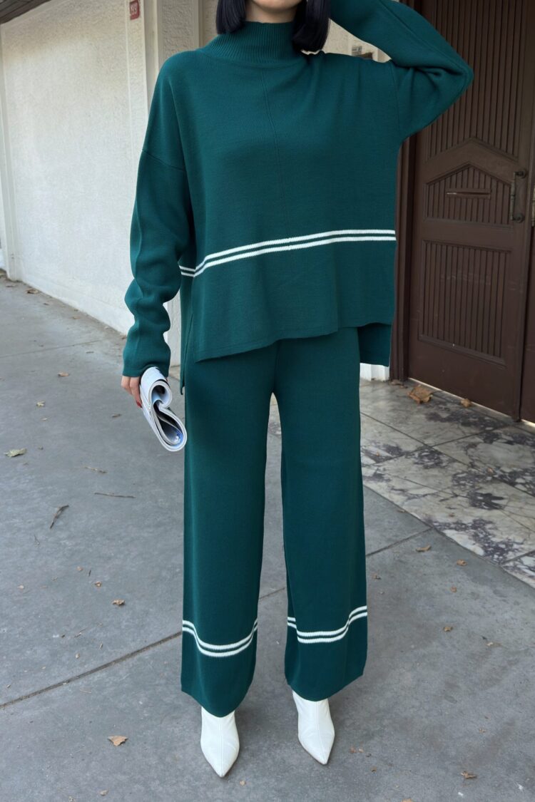 Green Casual Elegant Suit With Palazzo Pants