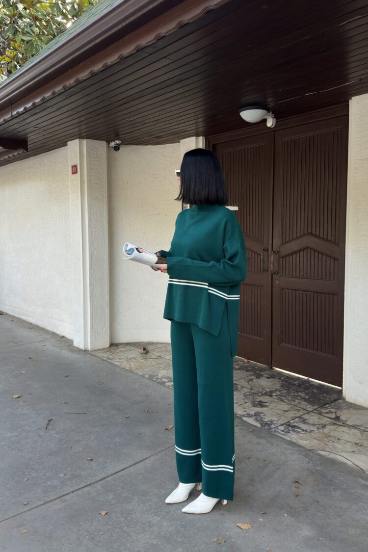 Green Casual Elegant Suit With Palazzo Pants