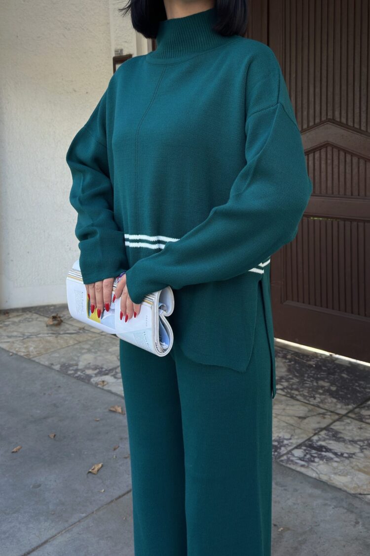 Green Casual Elegant Suit With Palazzo Pants