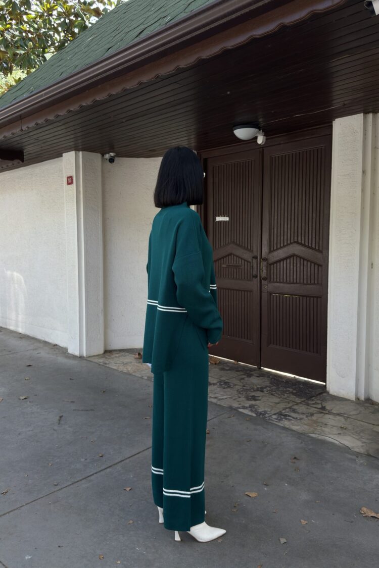 Green Casual Elegant Suit With Palazzo Pants