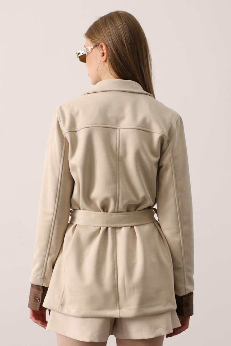 Beige Single-Breasted Blazer Jacket