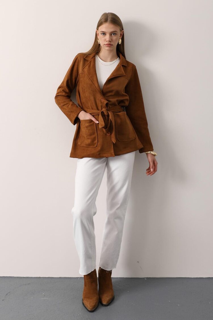 Brown Casual Elegant Vintage Jacket - Brand: Reyon - Women & Kids, Baby Clothes Wholesale - Globality Store