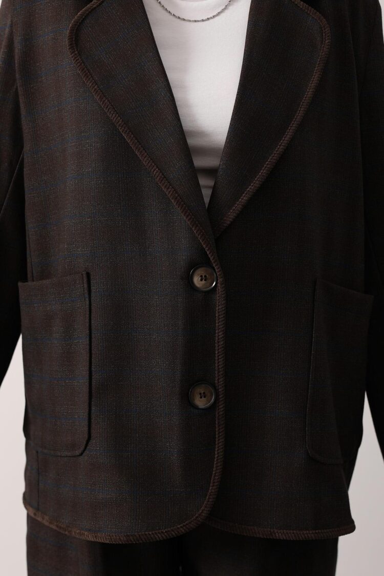Brown Single-Breasted Blazer Jacket