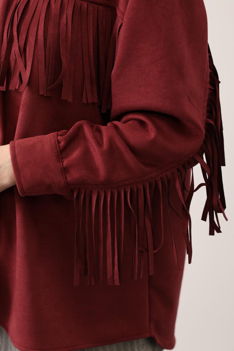 Claret Red Shirt With Oversized Fit And Snap Closure