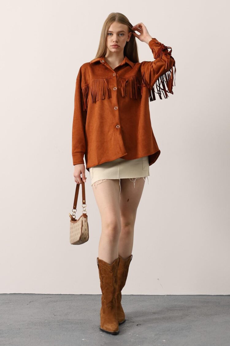 Brown Oversized Western Casual Shirt - Brand: Reyon - Women & Kids, Baby Clothes Wholesale - Globality Store