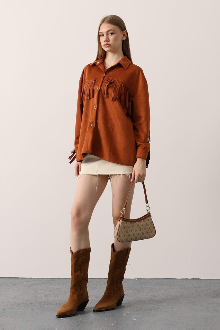 Brown Oversized Western Casual Shirt