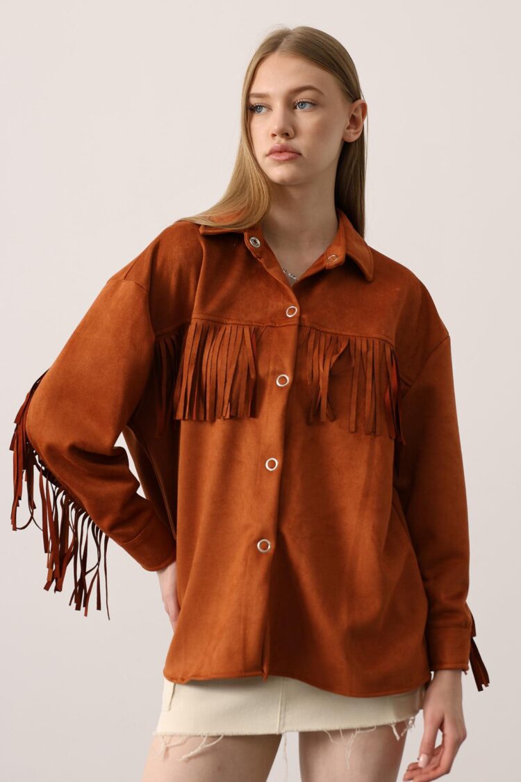 Brown Oversized Western Casual Shirt
