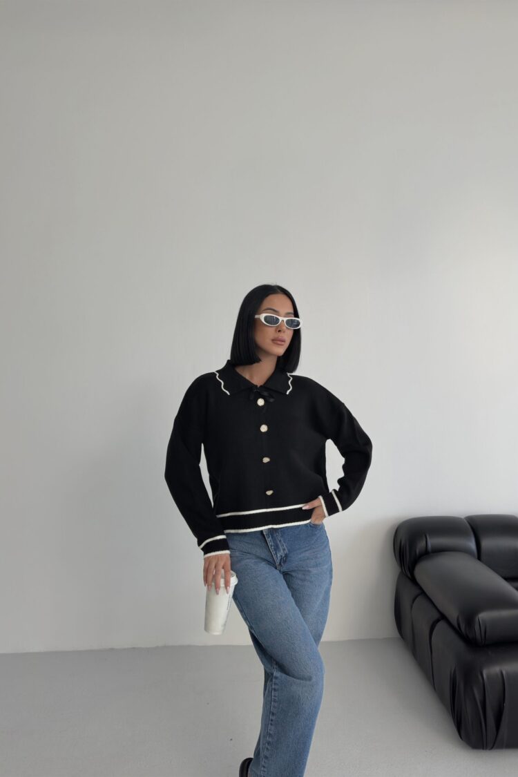 Sweater With Polo NeckLong Sleeves