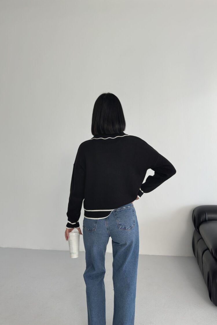 Sweater With Polo NeckLong Sleeves