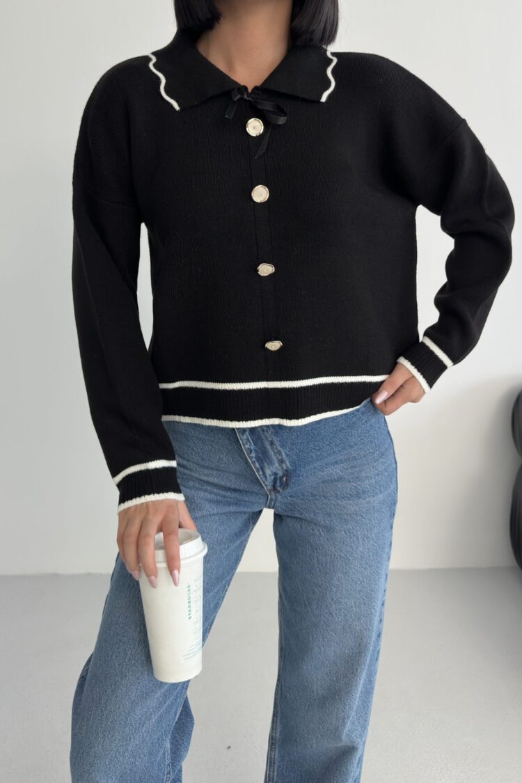 Sweater With Polo NeckLong Sleeves