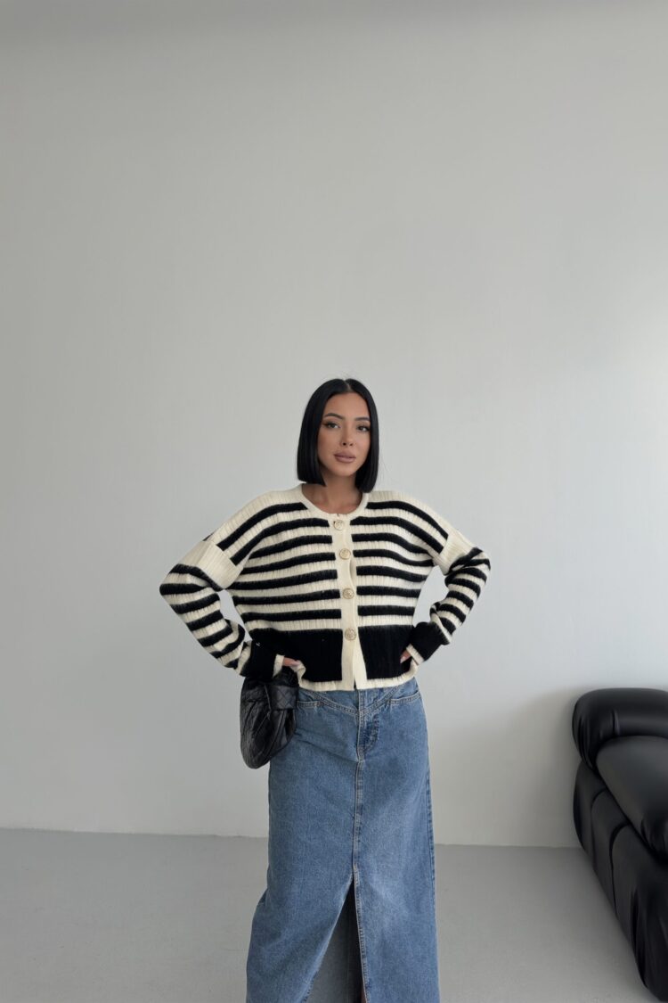 Striped Oversized Crop Cardigan
