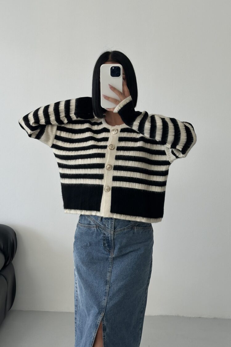 Striped Oversized Crop Cardigan