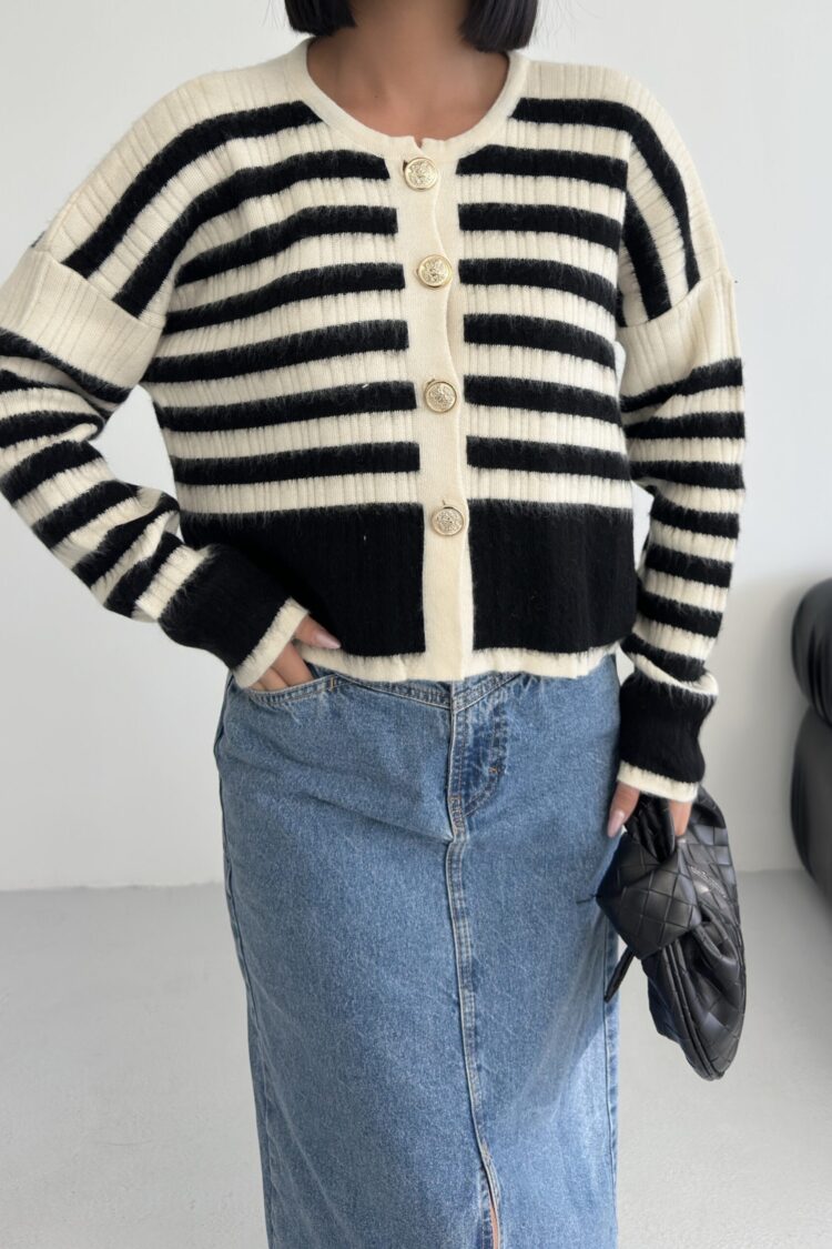 Striped Oversized Crop Cardigan