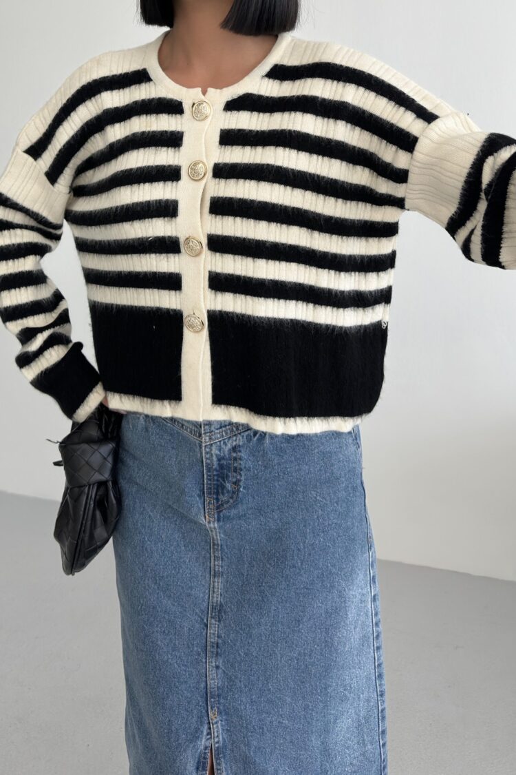 Striped Oversized Crop Cardigan