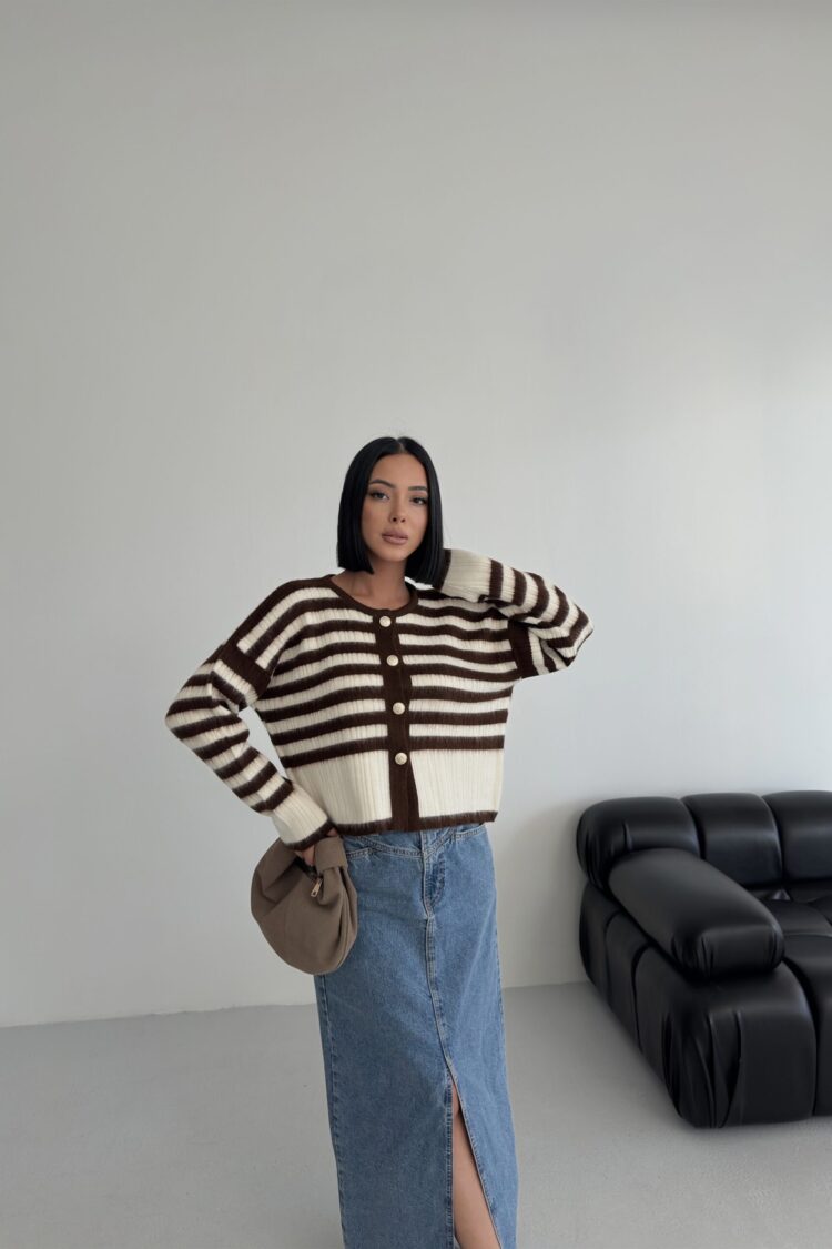 Cardigan Oversized Fit With Striped Pattern - Brand: My Fashion - Women & Kids, Baby Clothes Wholesale - Globality Store