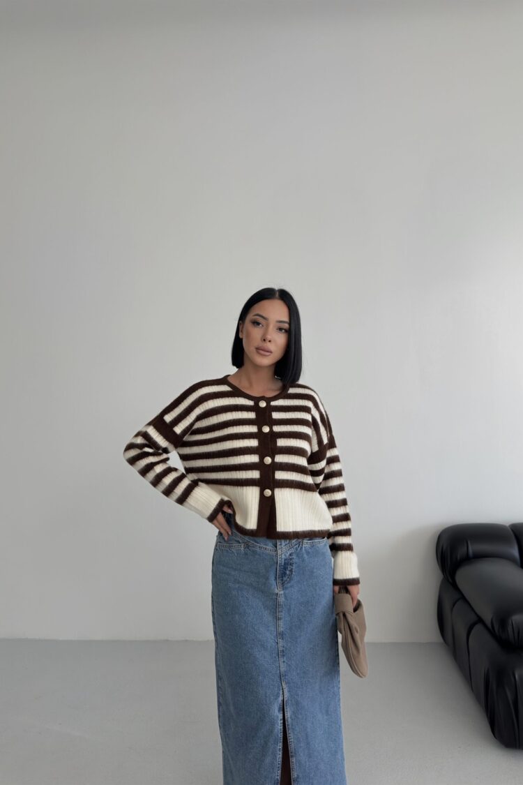 Cardigan Oversized Fit With Striped Pattern