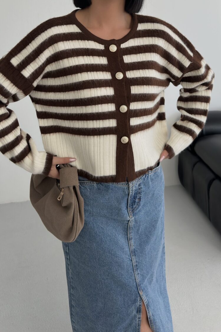 Cardigan Oversized Fit With Striped Pattern