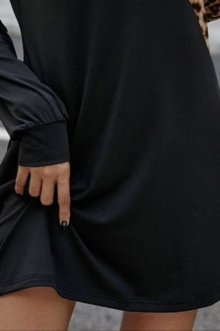Black Casual Sexy Mini Shift Dress With Bell Sleeves