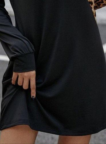 Black Casual Sexy Mini Shift Dress With Bell Sleeves