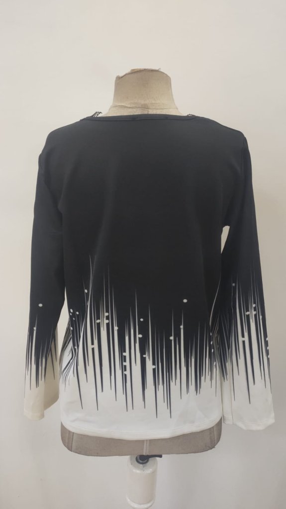 Black Ombre Blouse With Plunging Neck