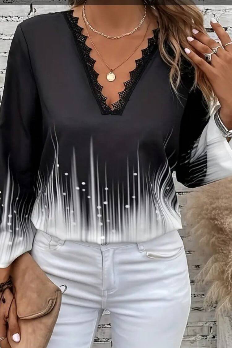 Black Ombre Blouse With Plunging Neck - Brand: Janes - Women & Kids, Baby Clothes Wholesale - Globality Store