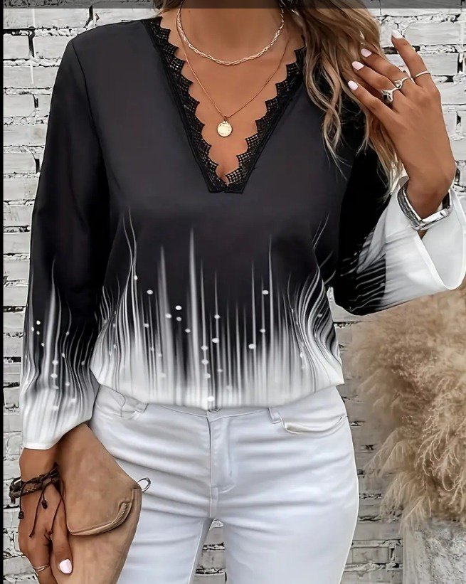 Black Ombre Blouse With Plunging Neck - Brand: Janes - Women & Kids, Baby Clothes Wholesale - Globality Store