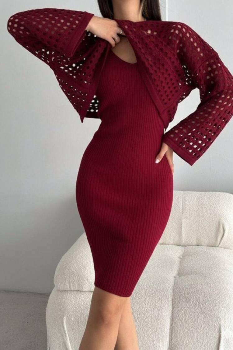 Claret Red Elegant Bodycon Set - Brand: Janes - Women & Kids, Baby Clothes Wholesale - Globality Store