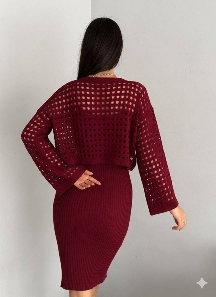 Claret Red Elegant Bodycon Set