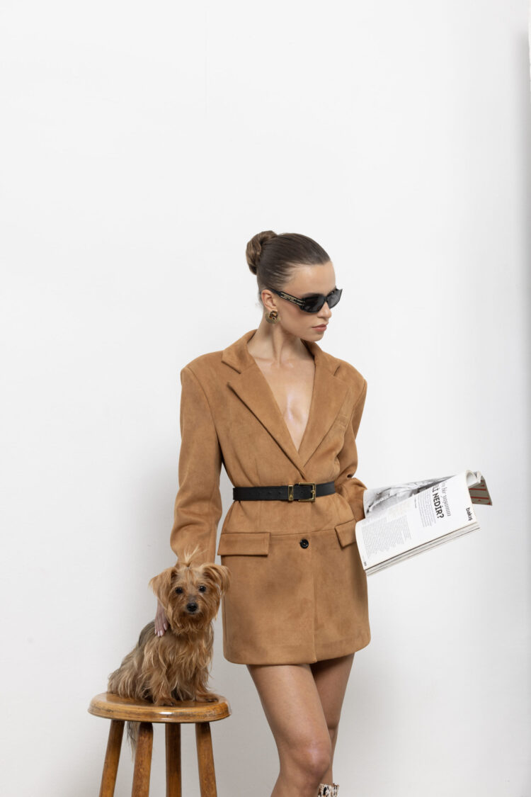 Brown Elegant Single Breasted Blazer Jacket