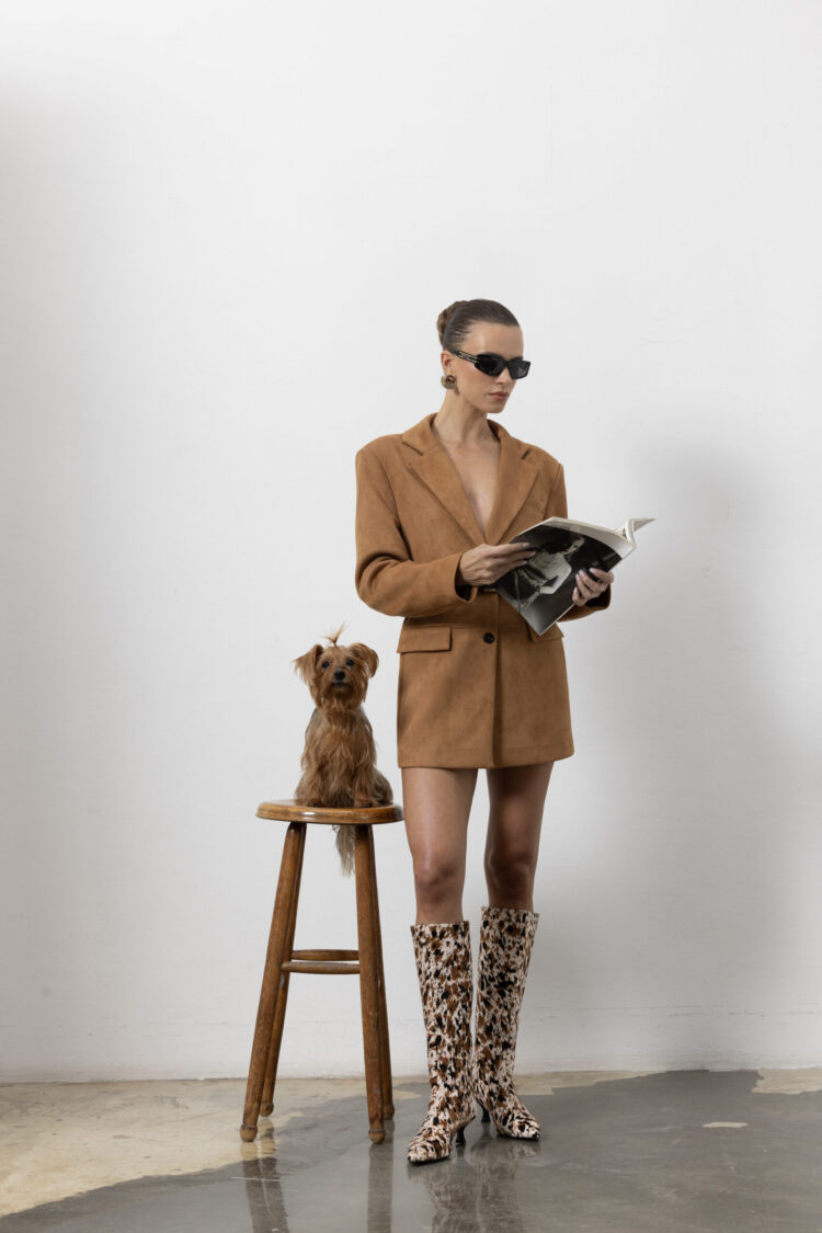 Brown Elegant Single Breasted Blazer Jacket