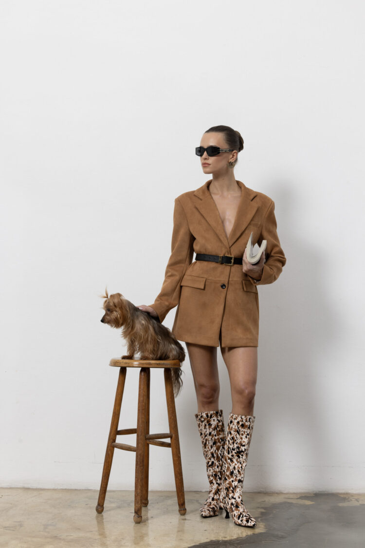 Brown Elegant Single Breasted Blazer Jacket