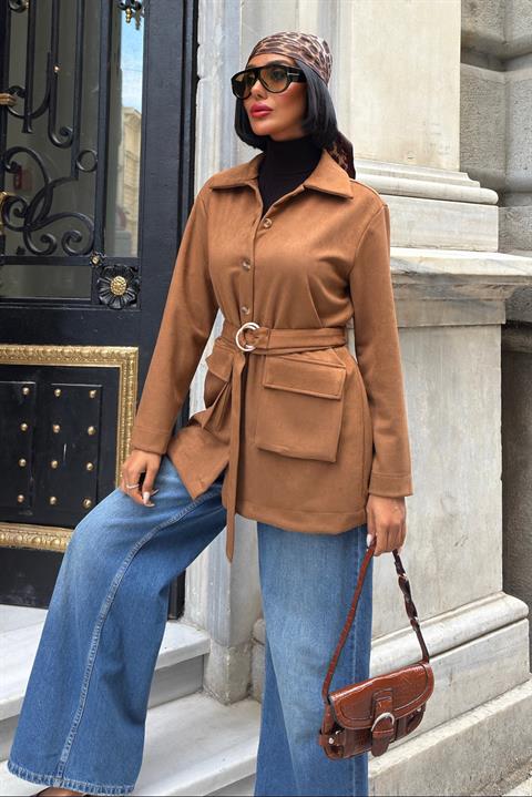 Brown Modest Casual Elegant Jacket