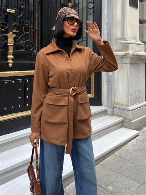 Brown Modest Casual Elegant Jacket