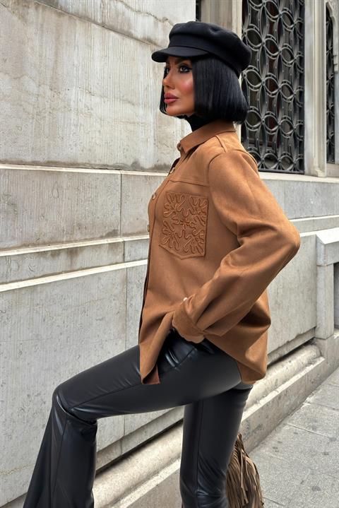 Brown Casual Elegant Streetwear Shirt