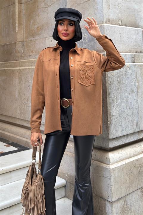 Brown Casual Elegant Streetwear Shirt