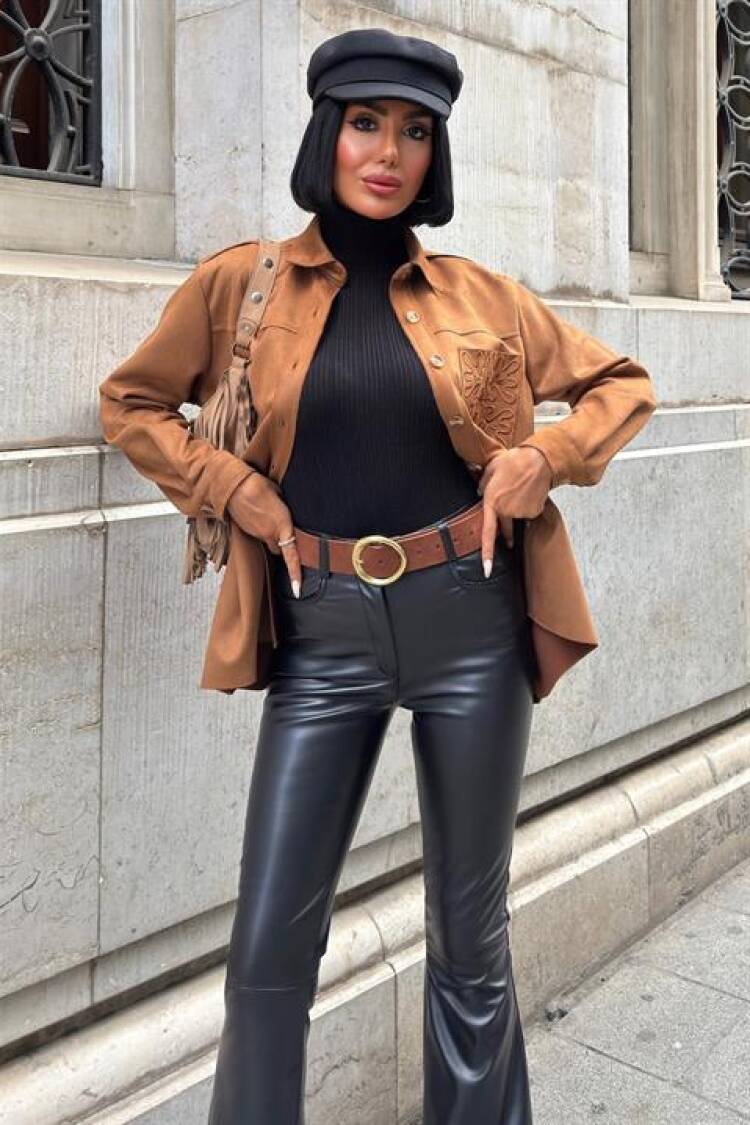 Brown Casual Elegant Streetwear Shirt
