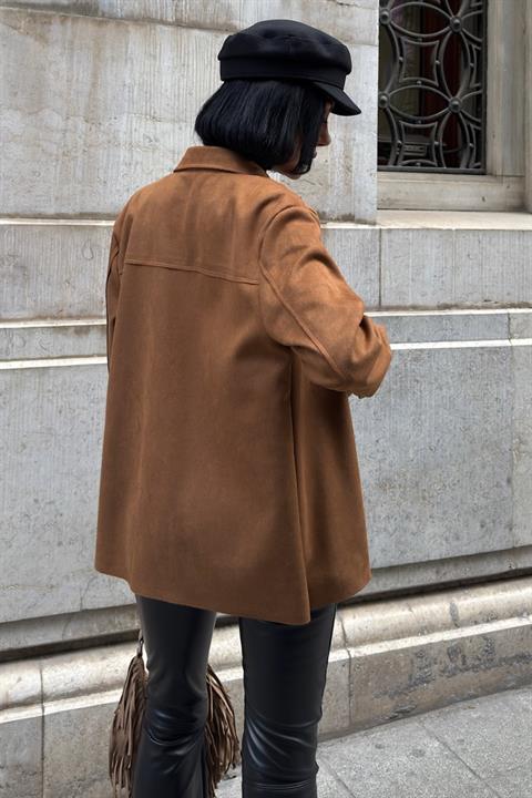 Brown Casual Elegant Streetwear Shirt
