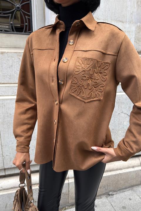 Brown Casual Elegant Streetwear Shirt