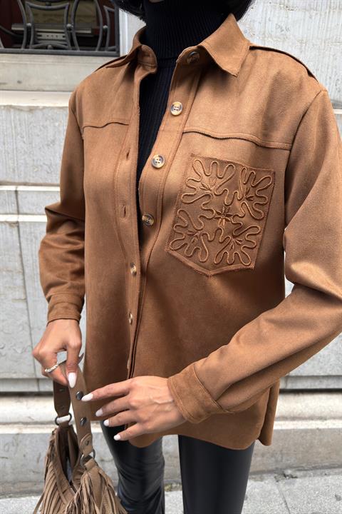 Brown Casual Elegant Streetwear Shirt