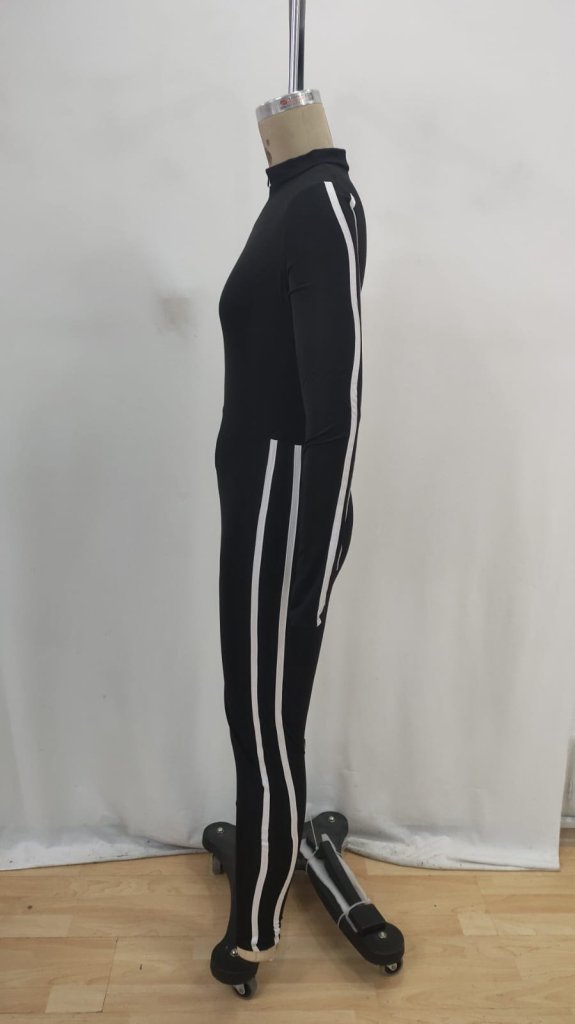 Black Slim Fit Sporty Zip-Up Jumpsuit