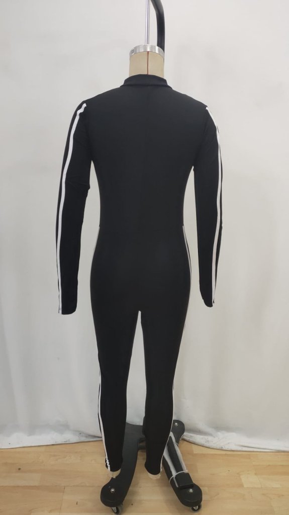 Black Slim Fit Sporty Zip-Up Jumpsuit